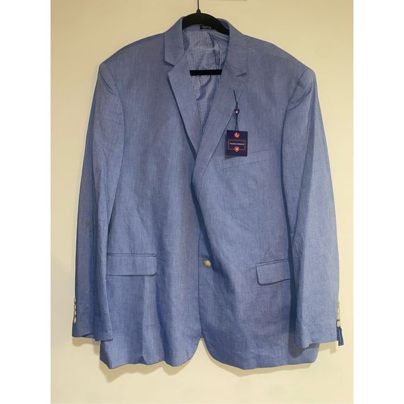 Saddlebred NWT Big & Tall Blue Chambray Sports Coat Cotton, Size 50, MSRP $125 - Picture 3 of 13